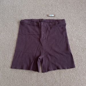 SKIMS NWT Ribbed High-Waist Bike Shorts in Garnet
